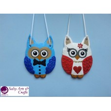 Owl Decor Set - Owl Wall Hanging - Owl Wall Decor - Blue Owl Decor - Couple Owl Decor - Owl Wedding Decor - Wall Hanging - Salt Dough Hanger